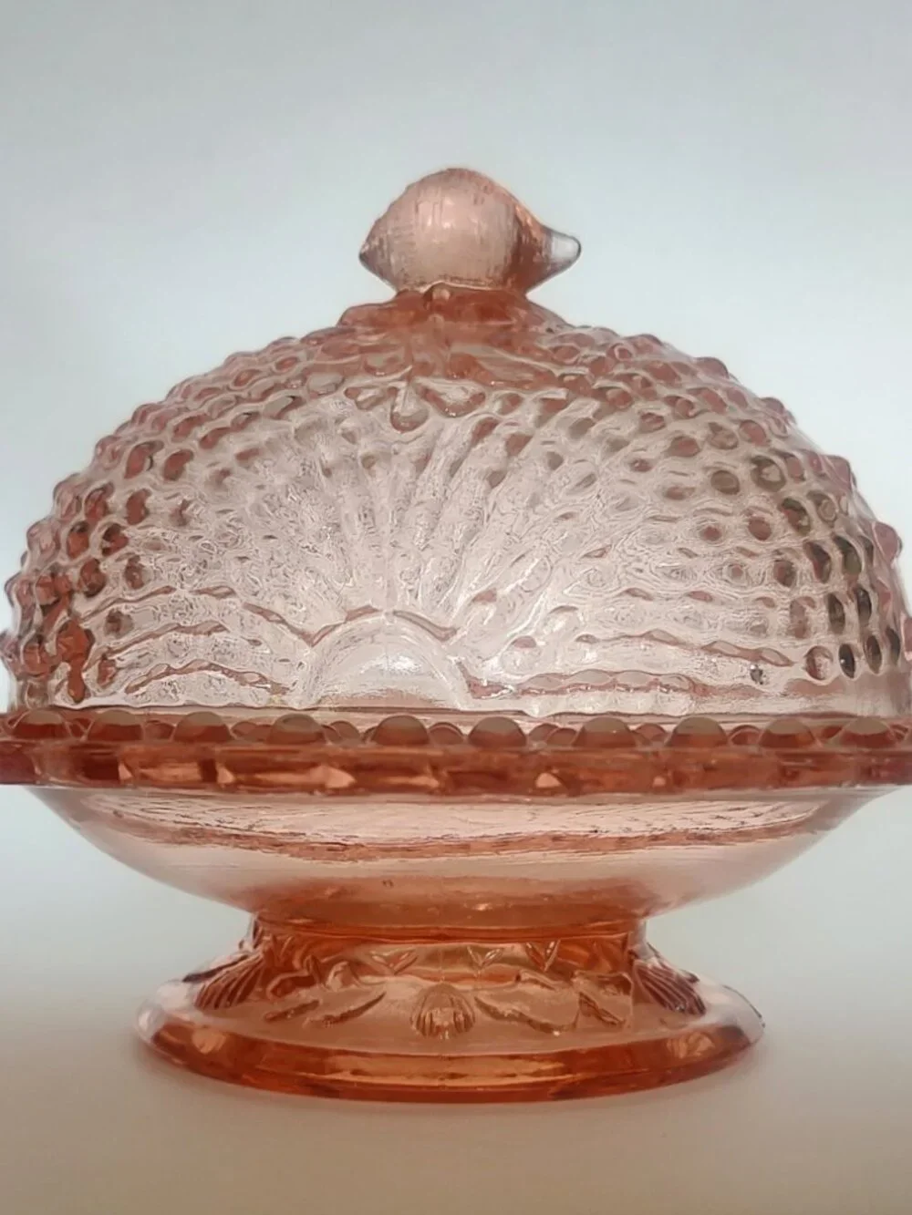 Vintage Pink Nautilus Argonaut Shell Candy Dish National Glass Co Northwood Rare